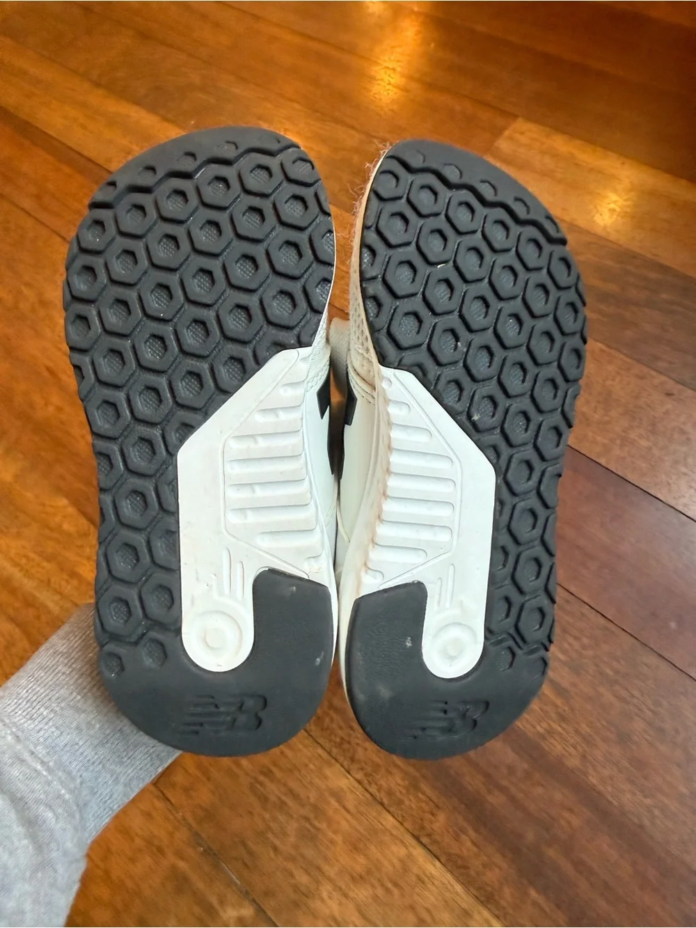 New Balance White Kids' Sneakers with Black N Logo Sz 12